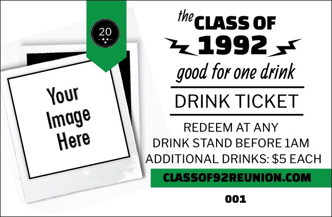 Class Reunion Mascot Green Drink Ticket Product Front