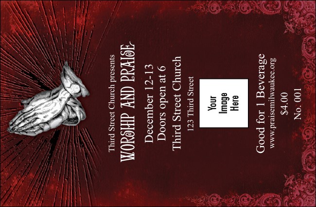 Gospel Praying Hands Drink Ticket Product Front
