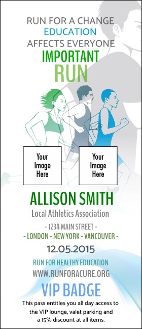 Run for a Cause (Blue-Green) VIP Event Badge Large