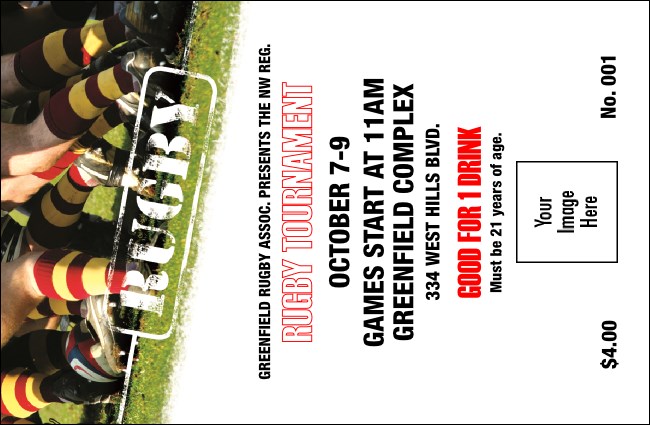 Rugby Drink Ticket Logo Product Front