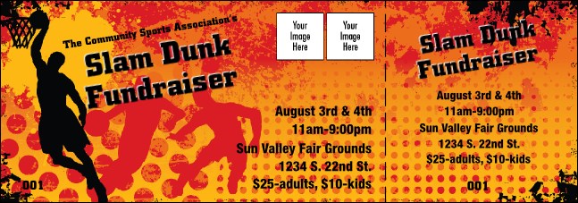 Basketball Dunk Image Event Ticket Product Front