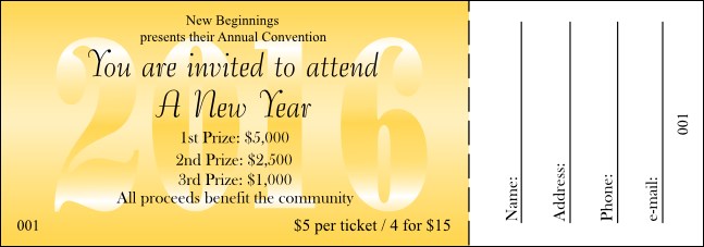 Year Gold Raffle Ticket