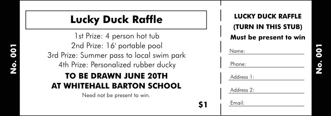 All Purpose Fundraising Raffle Ticket 0007 Product Front