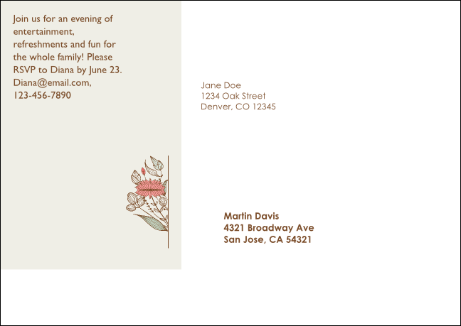 Wedding Flower Motif Postcard Mailer Product Back