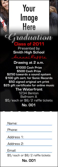 Graduation Diploma Upload Image Raffle Ticket Product Front