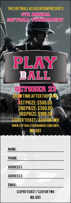 Softball Challenge Raffle Ticket