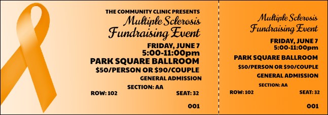 Orange Ribbon Reserved Event Ticket