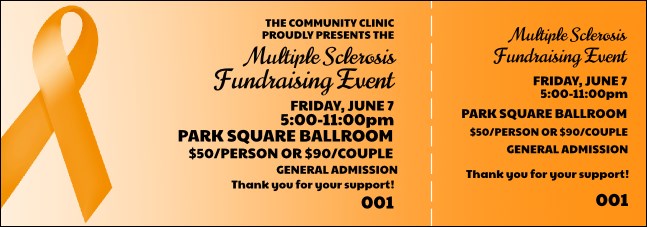 Orange Ribbon Event Ticket Product Front