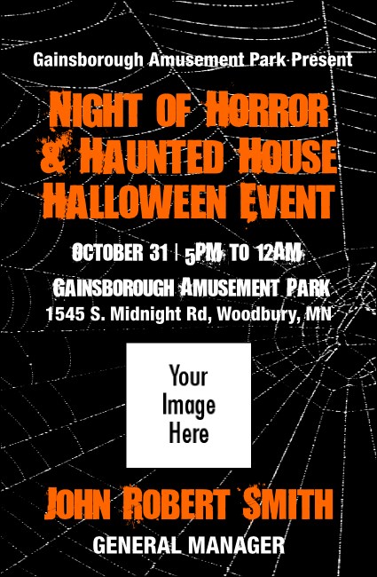 Spider Web VIP Event Badge Small Orange Black