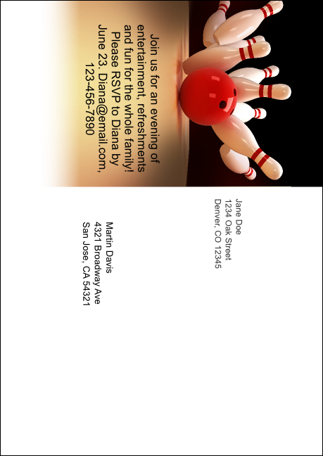 Bowling League Postcard Mailer Product Back