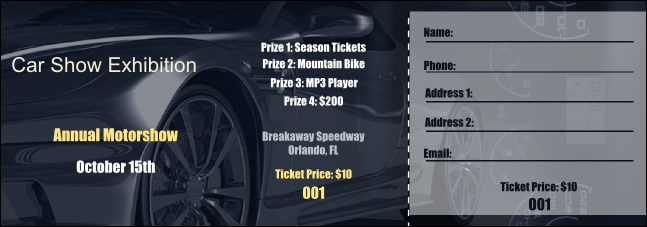 Car Show Speed Dial Raffle Ticket