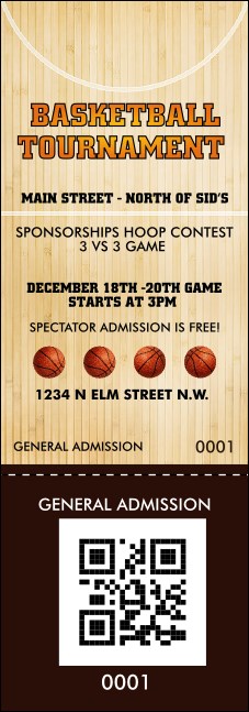Basketball QR Event Ticket Product Front