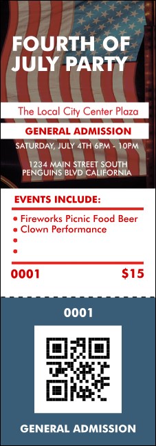 Fourth of July QR Event Ticket
