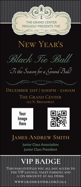 Classic Black Pinstripe VIP Event Badge Large