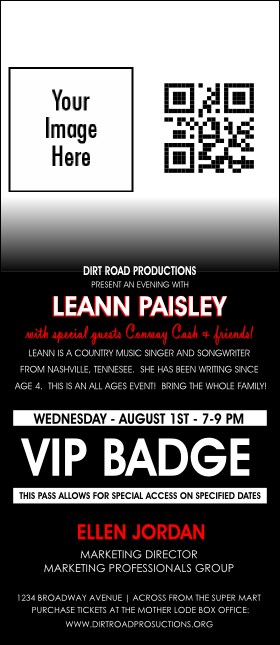 Your Photo Concert Backstage Credentials