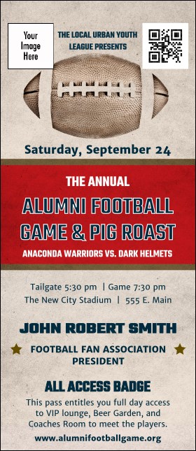 Football Red VIP Event Badge Large Product Front