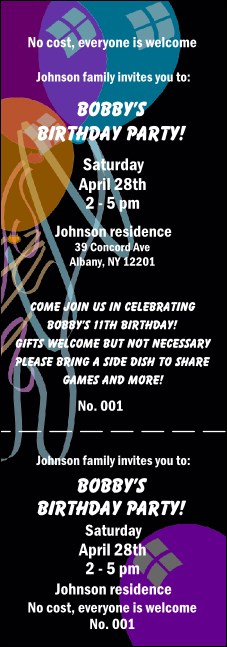 Balloon Ticket 001 Product Front