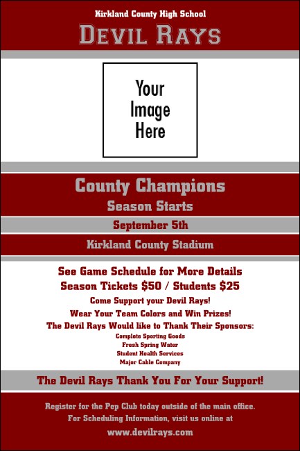 Sports Poster 001 in Maroon and Silver Product Front