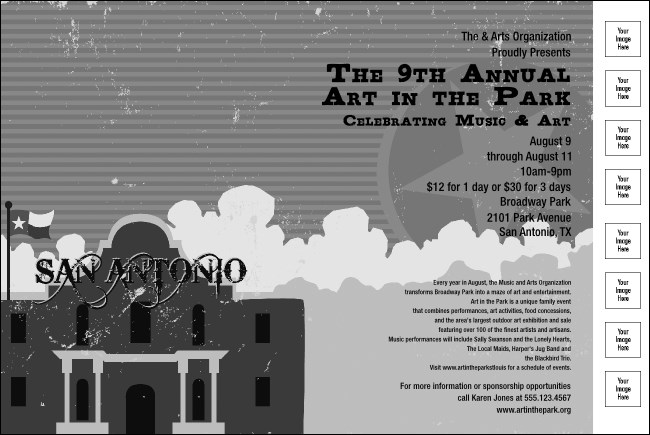 San Antonio Poster (black and white) Product Front