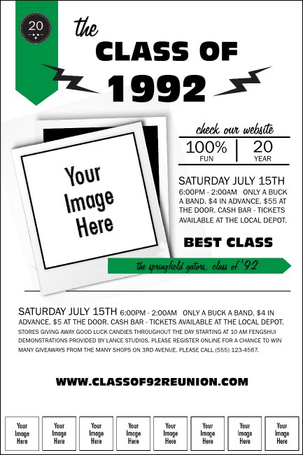 Class Reunion Mascot Green Logo Poster