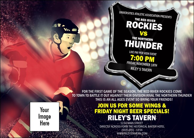 Hockey Badge Red Postcard Product Front