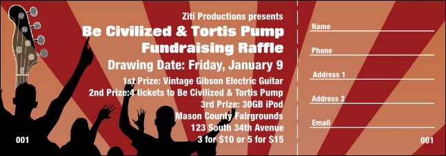 Rock Concert Raffle Ticket Product Front