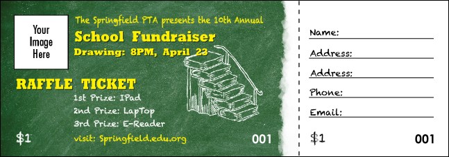 Education Chalk Board Raffle Ticket Product Front