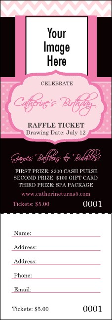 Happy Birthday Chevron Pink Raffle Ticket Product Front