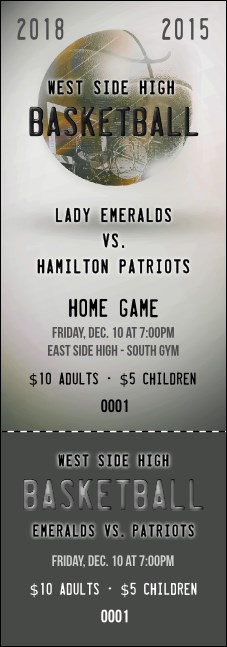 Basketball Schedule Event Ticket Product Front