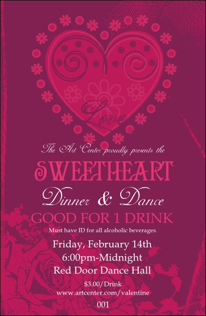 Valentine Heart Drink Ticket Product Front