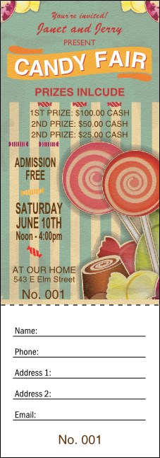 Retro Candy Raffle Ticket Product Front